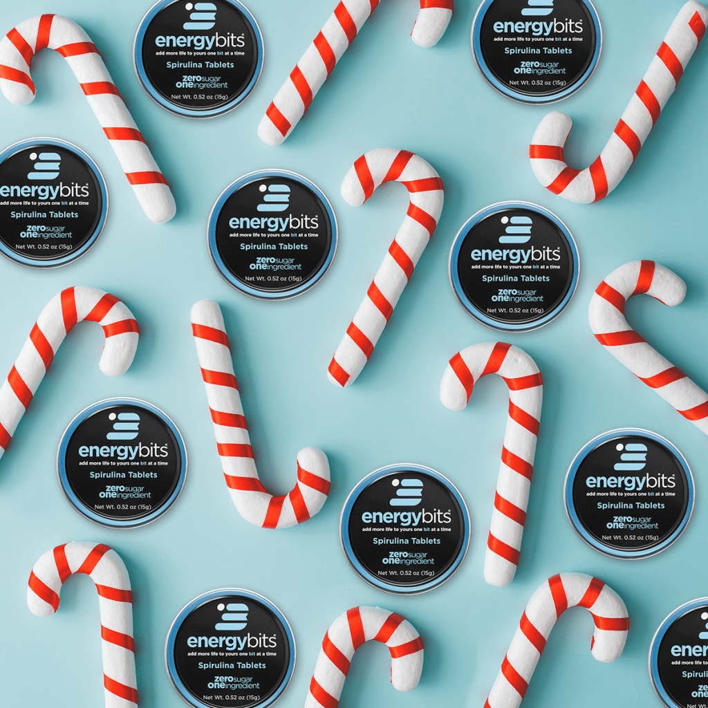 candy canes and ENERGYbits tins 